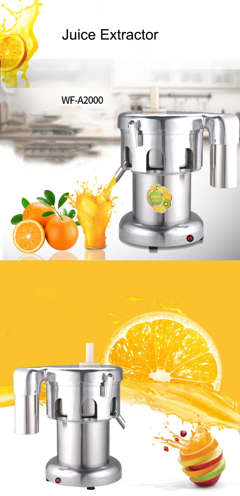 Wfa2000 Commercial Kitchen Electric Cold Pressed Juicer Machine For