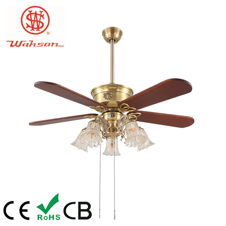 Palace luxury ceiling fan 5 glass led light with pull chain