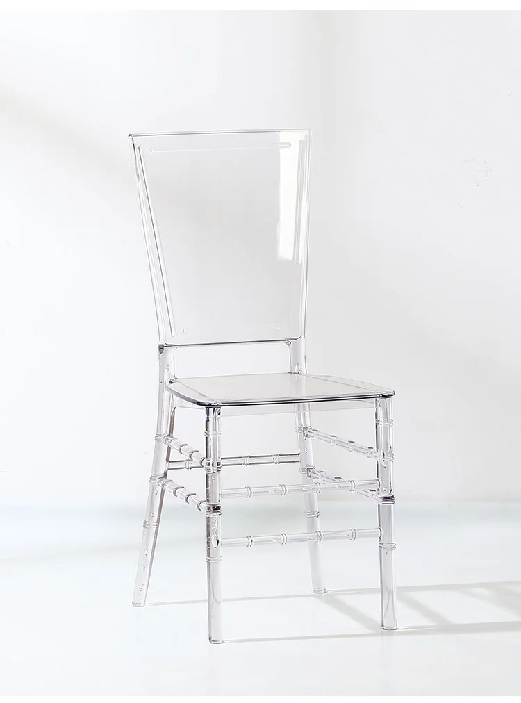 Modern Simple Bamboo Section Transparent Chair Cyber Popular Light Luxury Plastic Dining Chair with Backrest for Small Spaces