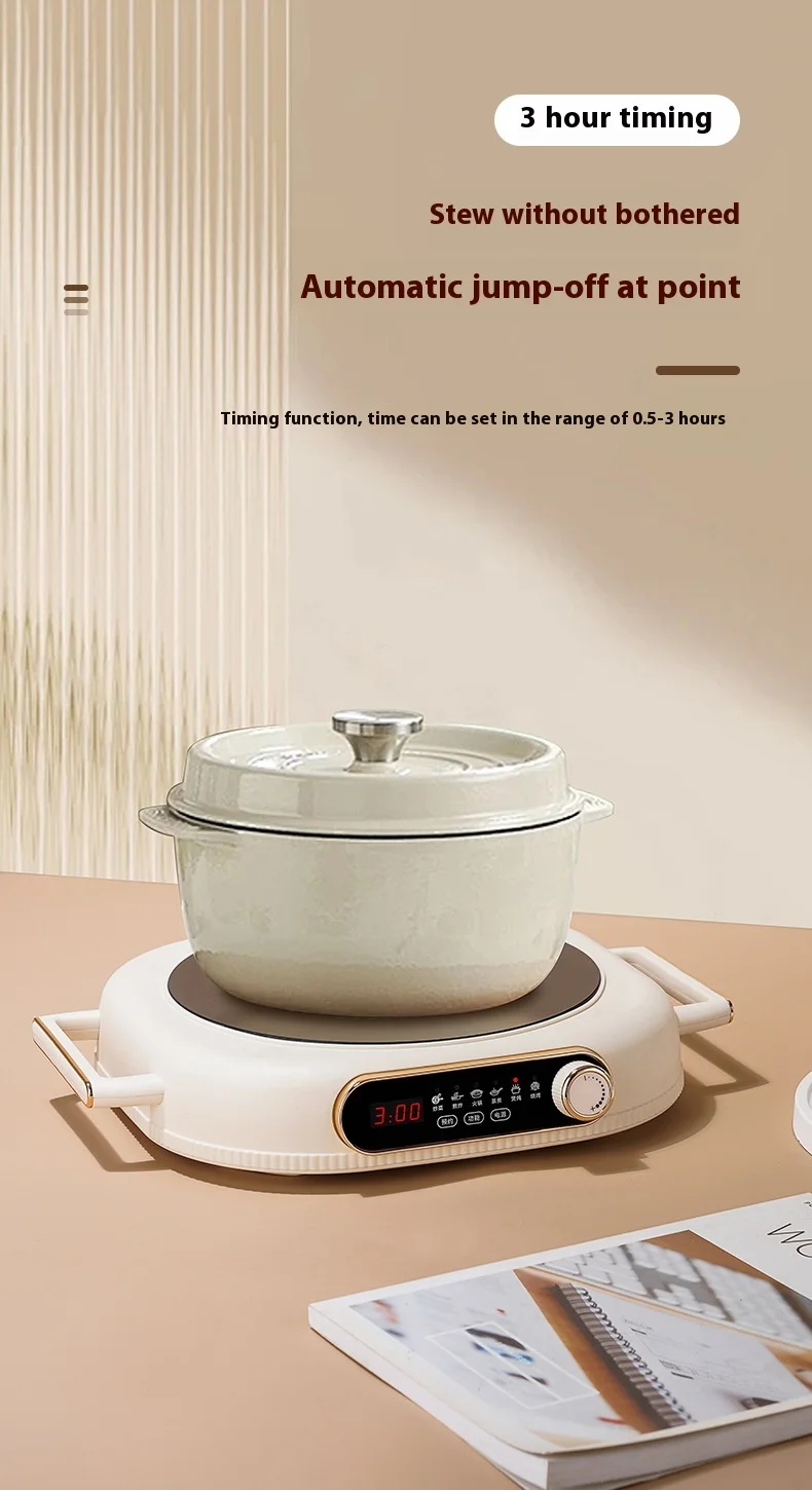 3500W High Power Smart Electric Ceramic Cooktop with Semi-Crystal Panel & 3H Timer for Home Use