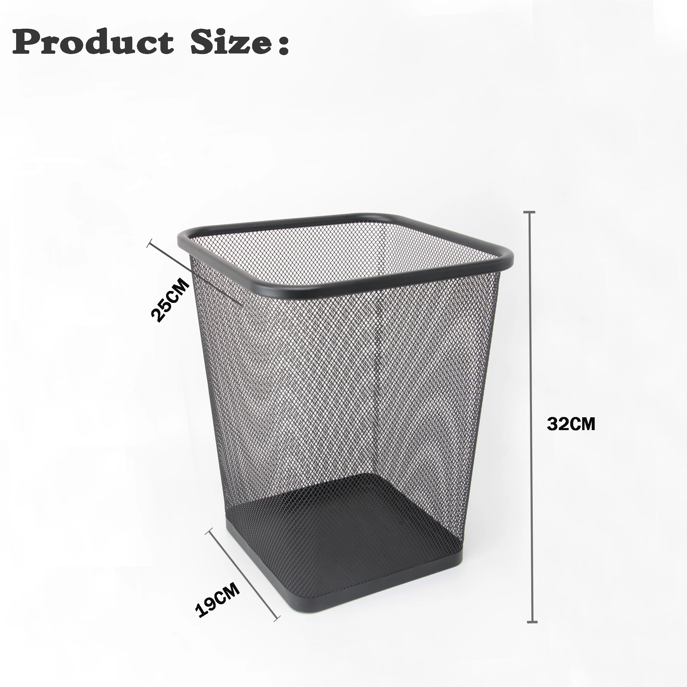 Modern Office Home Metal Wire Garbage Container Bin Black Mesh Trash
