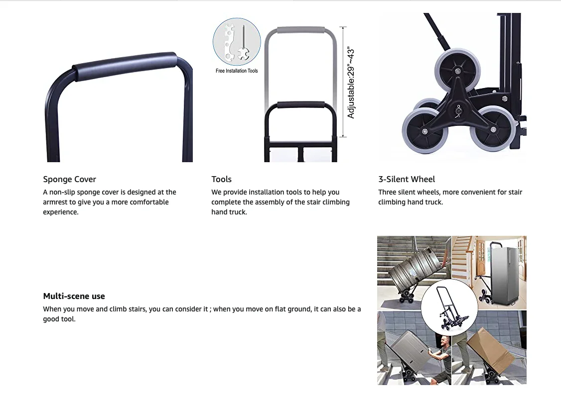 Stair Climber Luggage Handcart Heavy Duty Stair Climbing Cart Hand