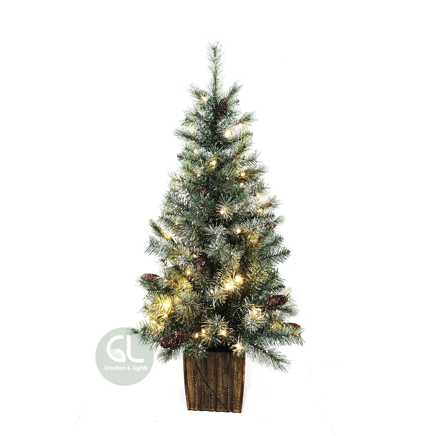 High Quality Lighted Green Potted Christmas Tree,Snow Needle Pine