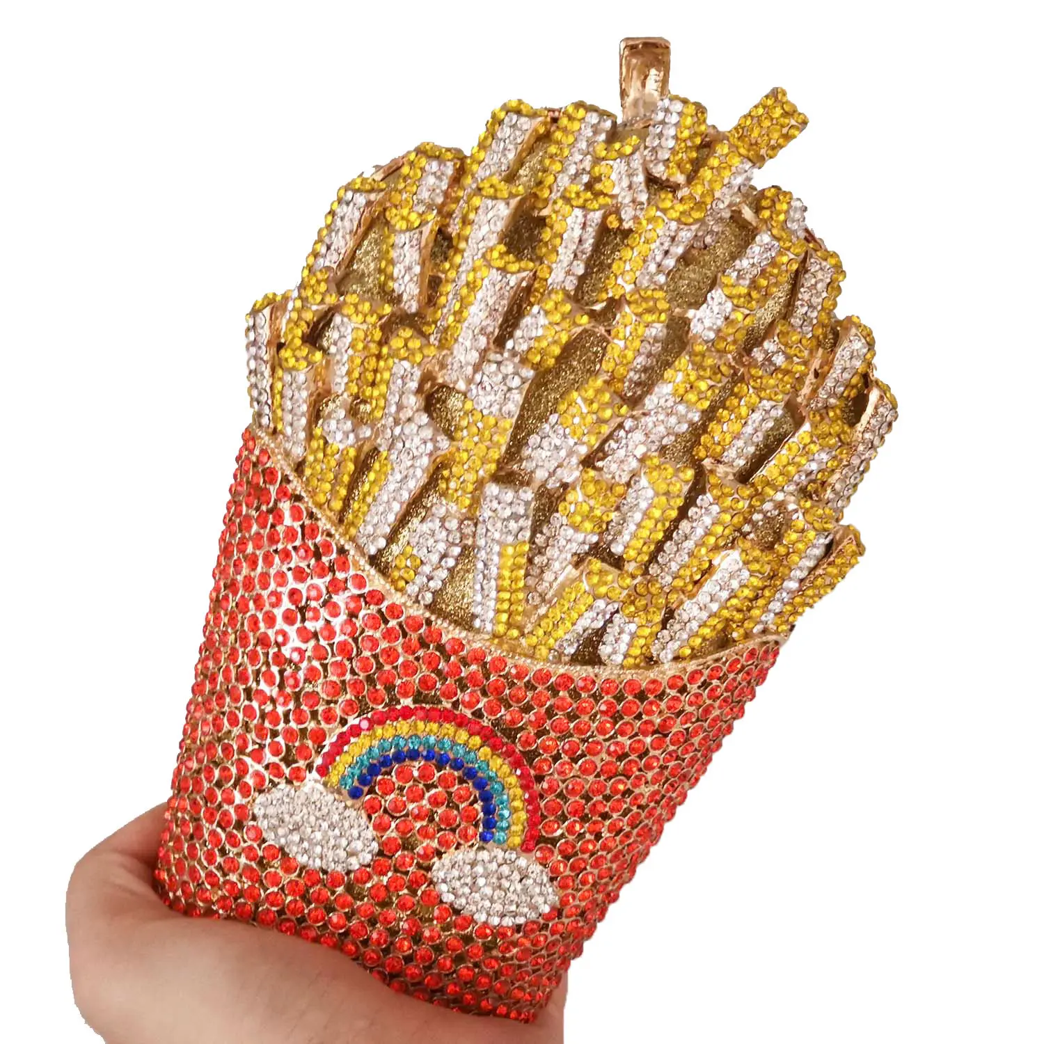 Crystal Sparkly French Fries Clutch Purse