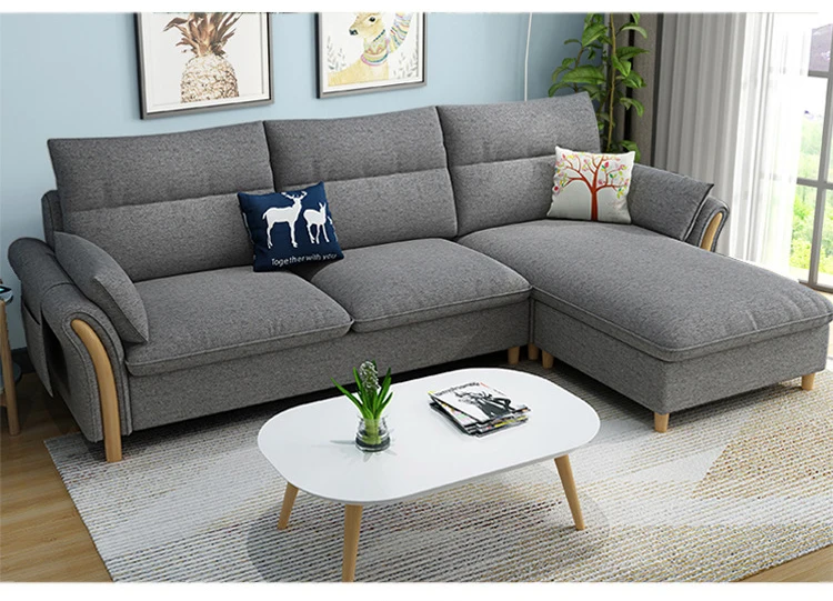 Hot sale simple cloth sofas leisure sectional Furniture small detachable modern European small apartment Living Room sofas set