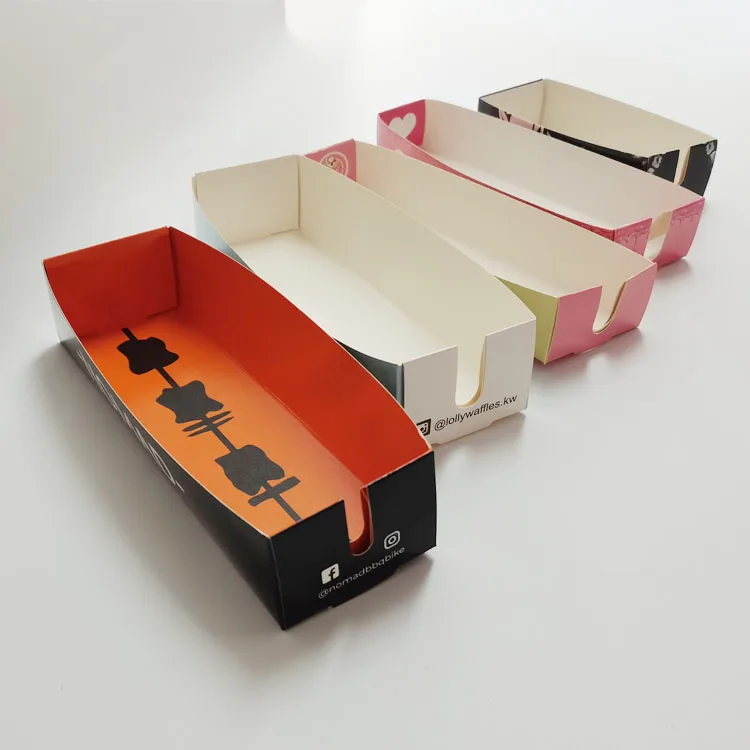 Customized Print Waffle Stick Box,Waffle Paper Tray Buy Waffle Paper