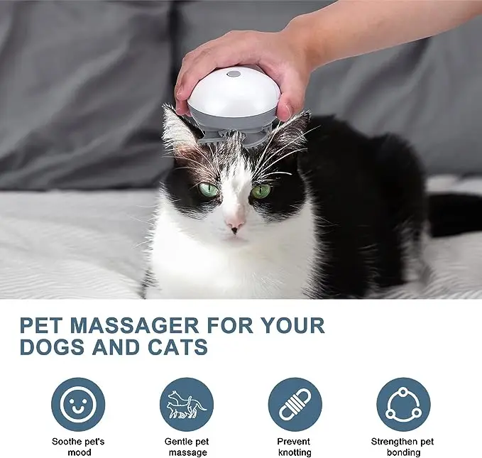 Upgraded Handheld Pet Massager Cats Electric Dog Massager With 4