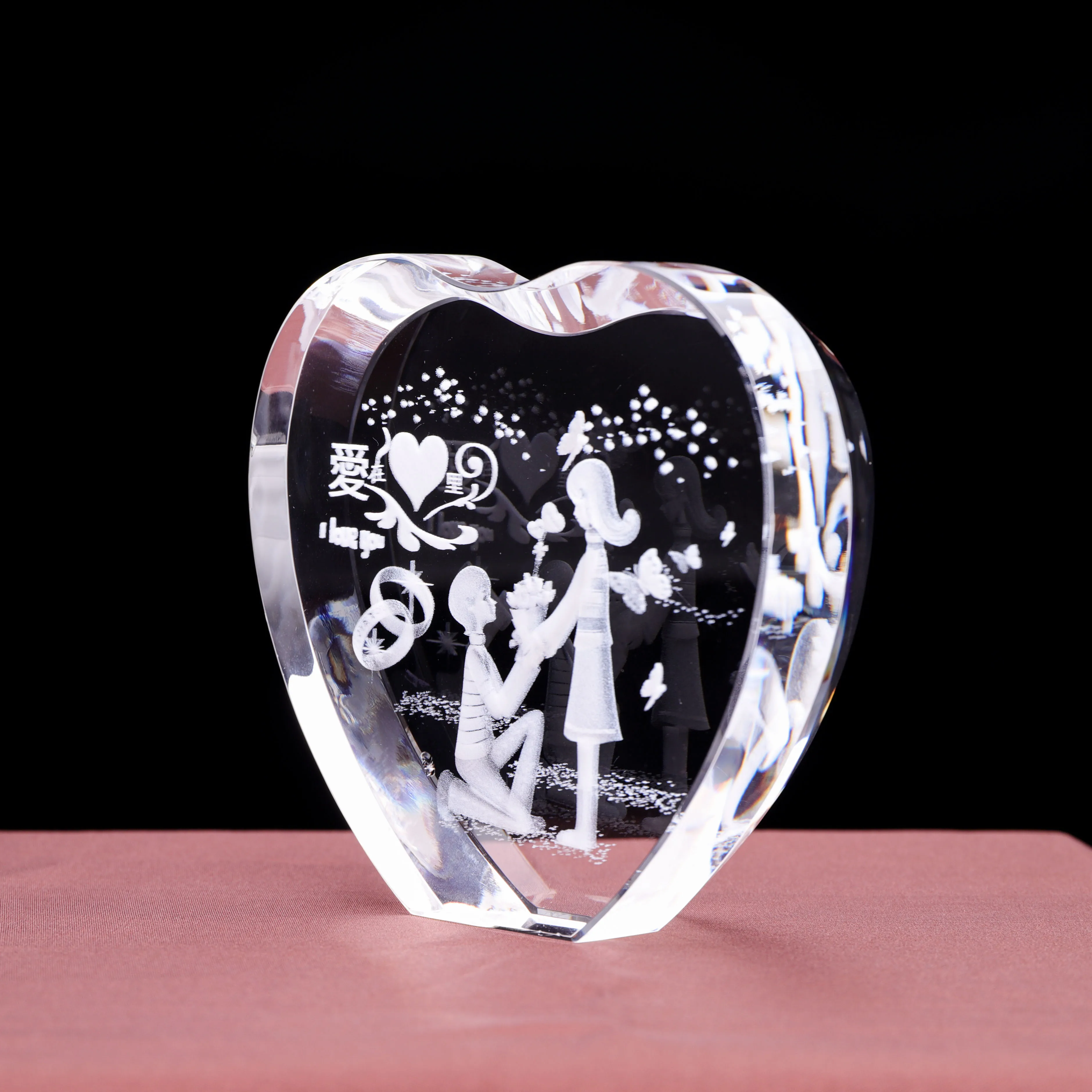 Blank K9 Heart Crystal Block Custom Photo Frame Laser Engraved Love Theme Cheap Wedding Return Gift Factory factory