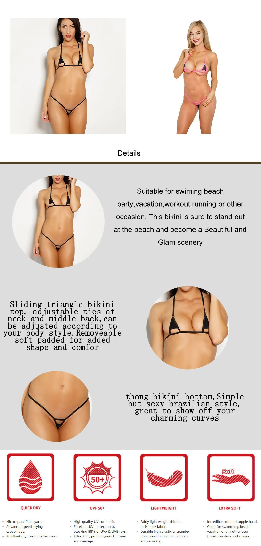 New Arrivals 2020 Fashion Triangle Strings 2 Piece Sexy Bathing Suits Swimwear Swimsuits Micro bikini For Women