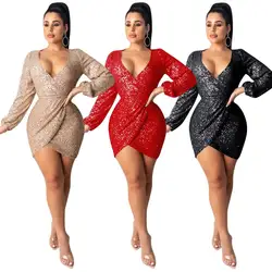 91129-MX30 sexy sparkling sequined backless club dresses women sehe fashion