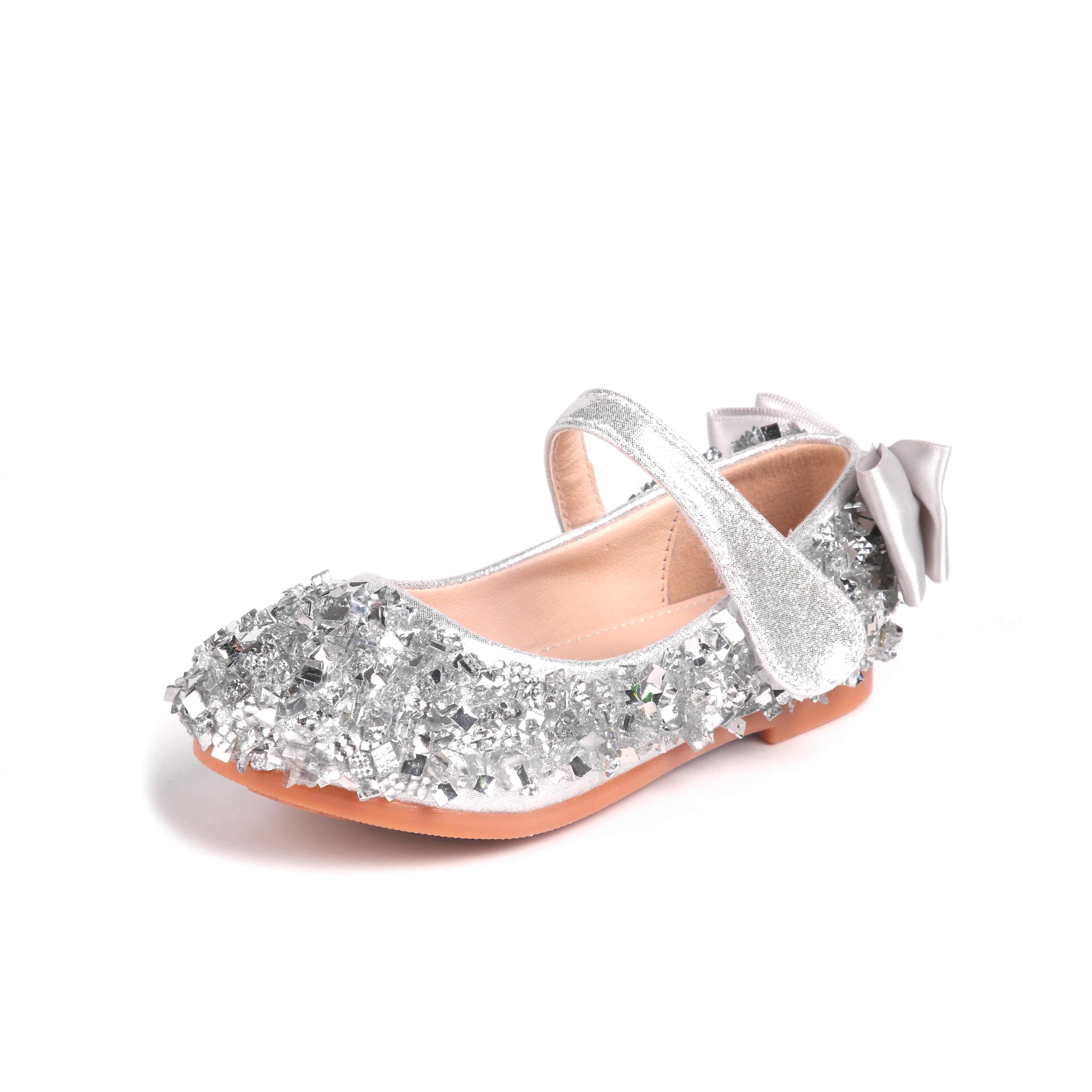 AIBAB Girls Shoes Single Shoes Crystal Princess Shoes Sequin Flat Shoes Ballet Shoes