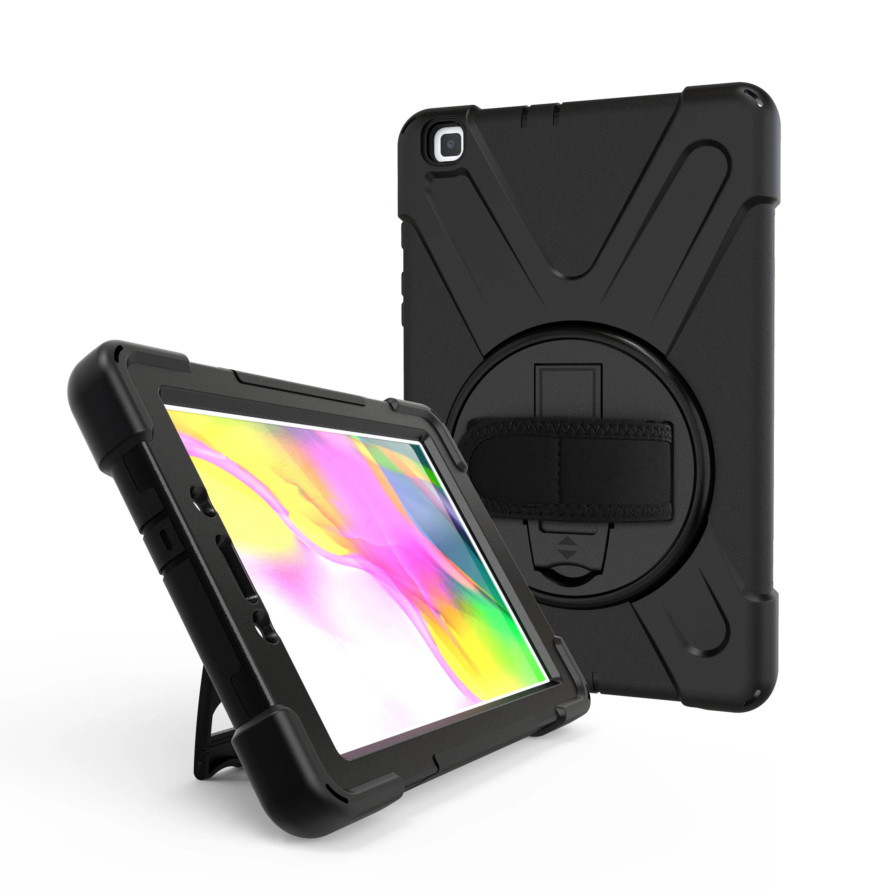 For Samsung Tab A 8.0 2019 Case T290 T295 With Hand Strap 360 Degree Rotating Kickstand Full