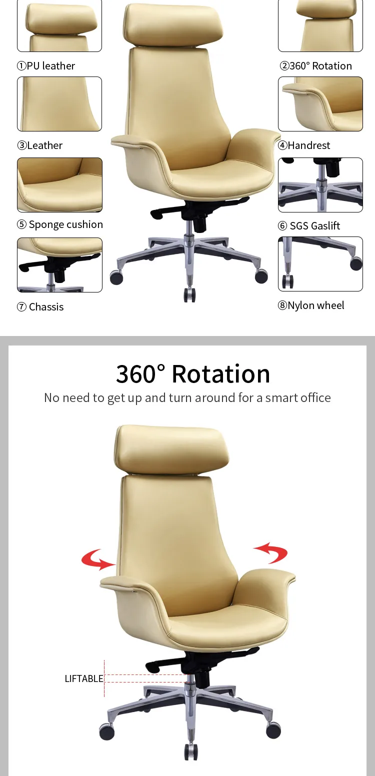 2021Executive job from home leather conference office meeting chair white chair