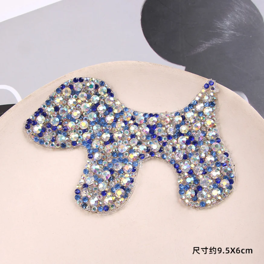 Custom Free sample rhinestone iron on embroidered angel fairytale crystal patch