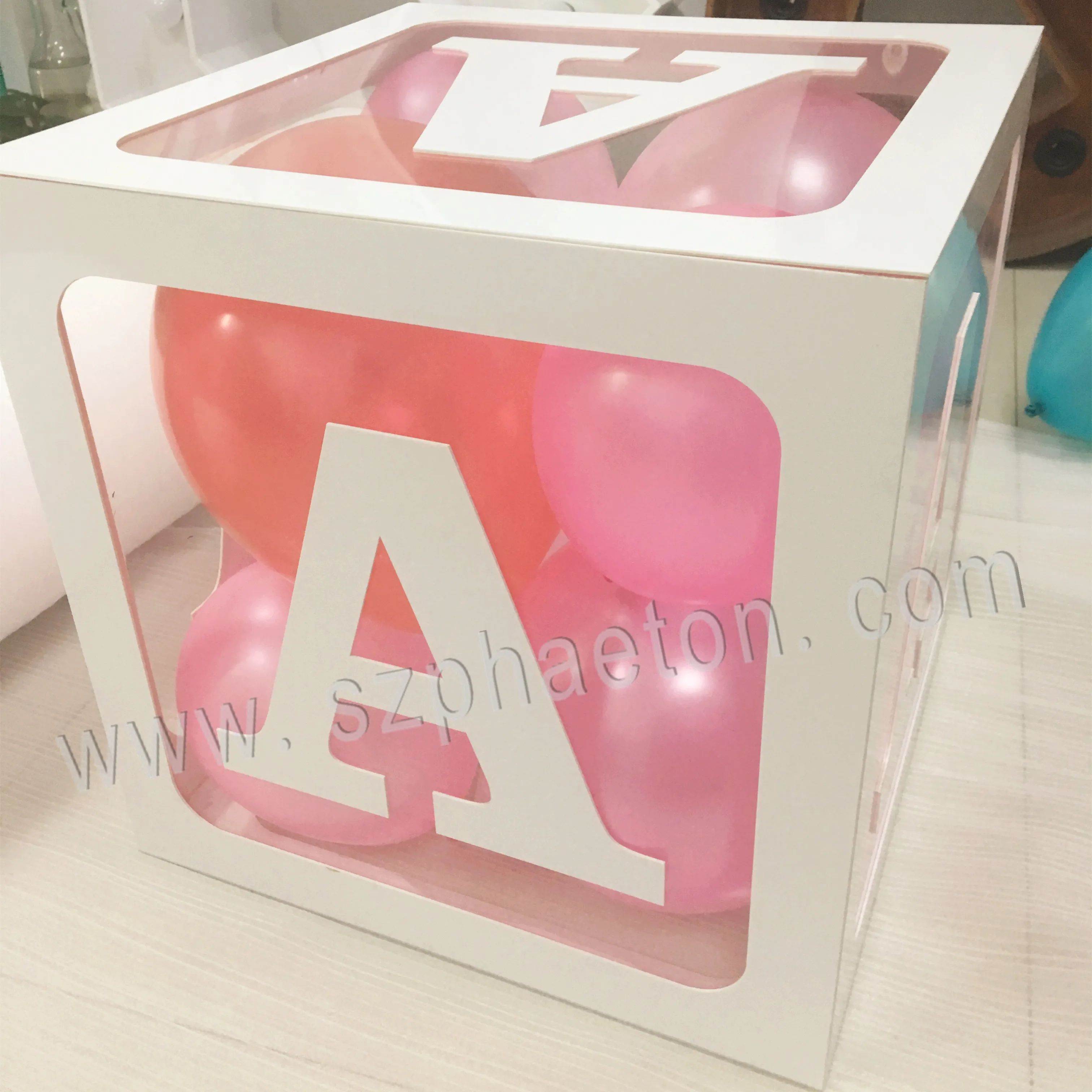 Acrylic Baby Blocks Clear White Abc Box Balloon Cubes For Baby Shower
