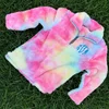New Arrival Autumn Women Tie Dye Sherpa Pullover Long Sleeve Half Zip