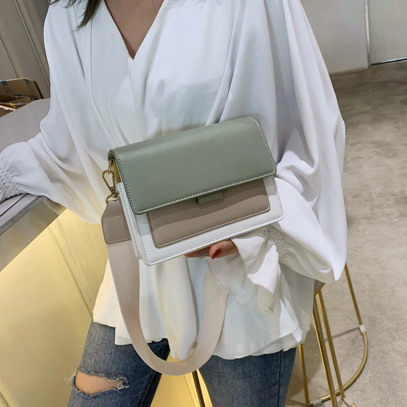 product-Contrast Color Leather Cross-body Bags For Women 2020 Travel Handbag Fashion Simple Shoulder