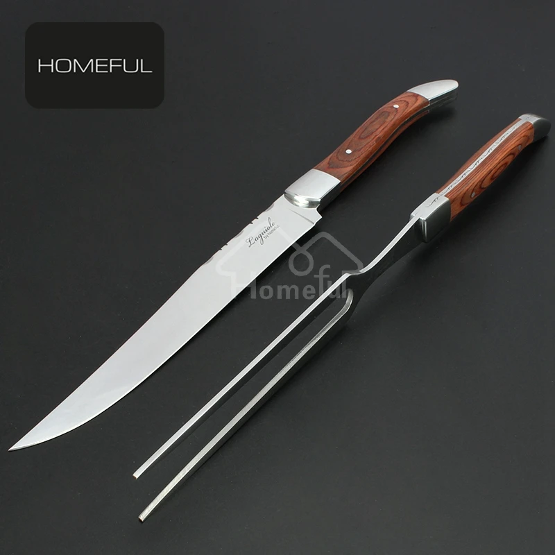 stainless steel carving knife and slicer knife fork with gift