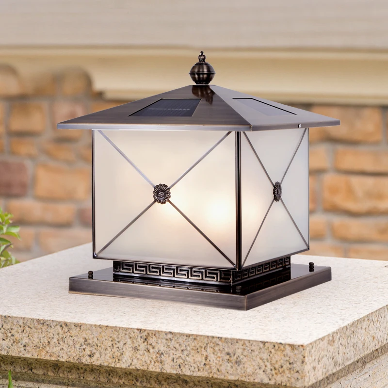 waterproof outdoor landscape lighting auto on off for yard garden driveway pathway modern led solar pillar light