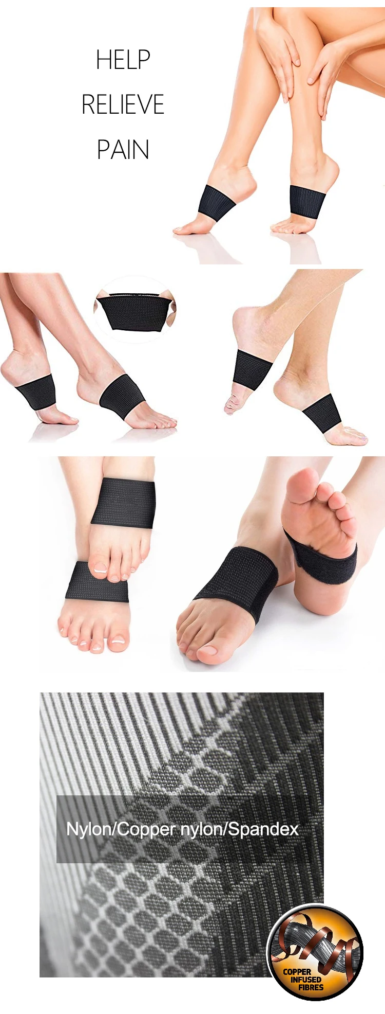 Enerup Plantar Fasciitis Seamless Customised Cheap Plastic Insole Orthotics Socks Foot Sleeve Insoles Arch Support