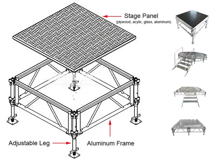 Large Event Retractable Acrylic Lights Round Stage