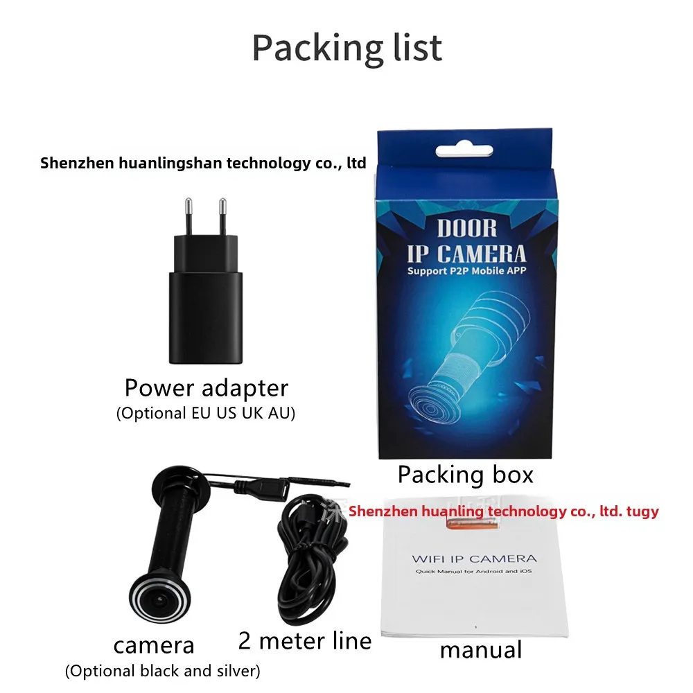 图雅智能5g双频IP摄像机15.8毫米夜视，带光广角16毫米猫眼户外PTZ功能Wifi风格