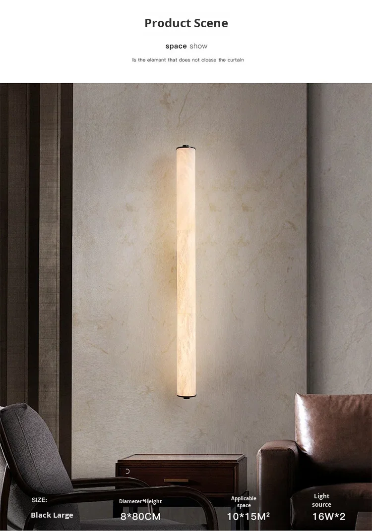 product cross border popular light luxury all copper marble led wall lamp new chinese mid century style natural marble wall mounted-4