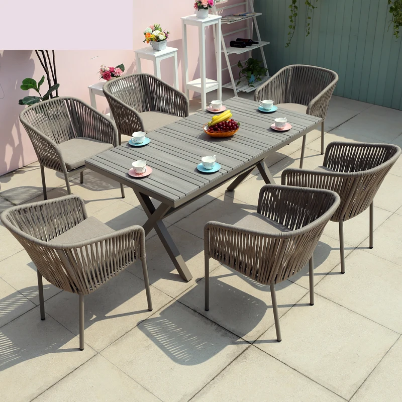 Luxury Modern Outdoor Dining Setting Terrace Patio Furniture Woven