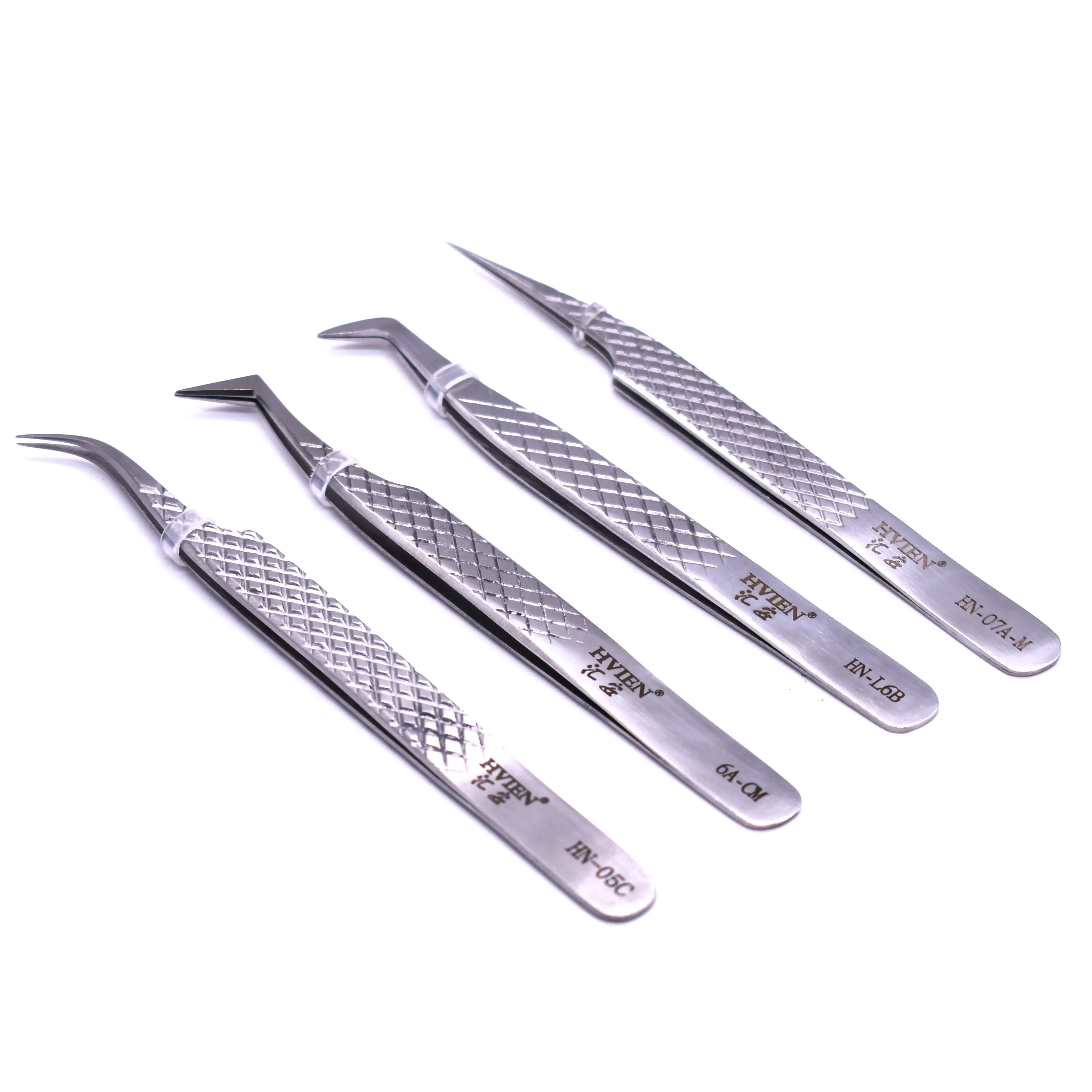 Powder Coated Silver Tip 90 Degree Diamond Grip Extension Tweezers