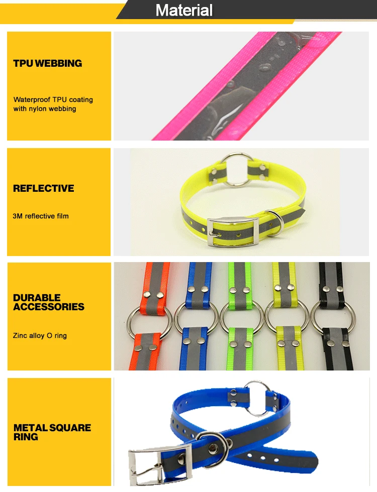 Metal Buckle Luminous Tpu Dog Collars,Wholesale Reflective Dog Collar