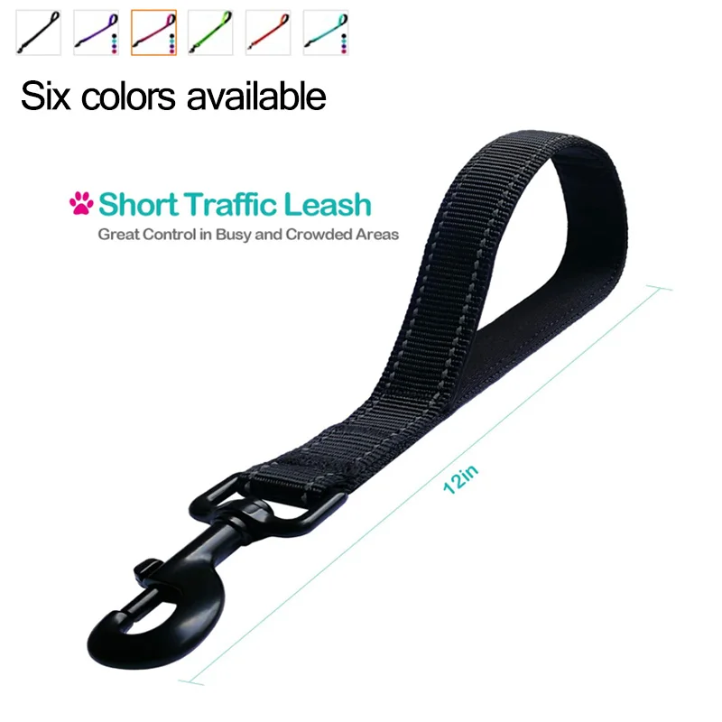 Traffic Padded Handle Heavy Duty Short Nylon Dog Lead For Training
