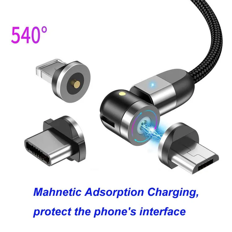 540 Rotation Led 3 In 1 Fast Charging Magnetic Cable Charger - ANKUX.COM