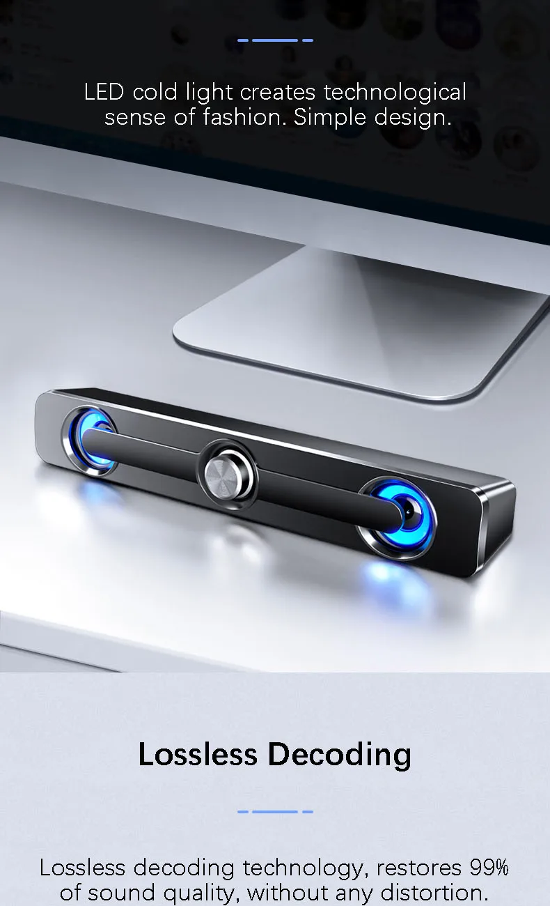 Usb Wired Powerful Computer Speaker Bar Stereo Subwoofer Bass Speaker Surround Sound Box For Pc