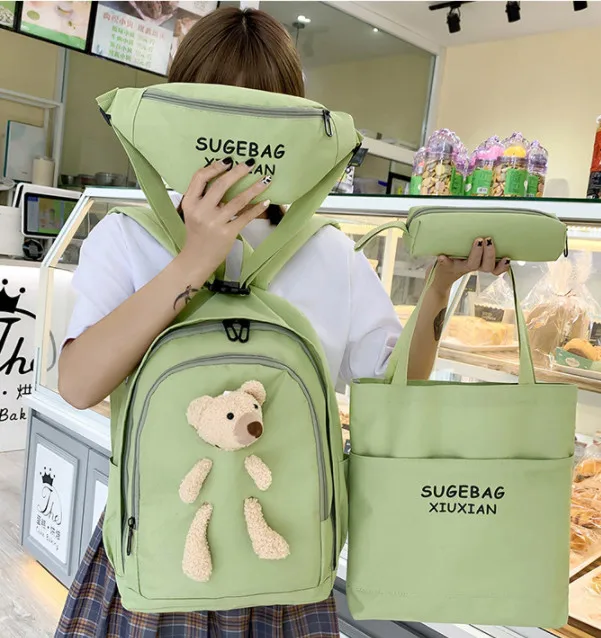 Wholesale 4pcs/set Outdoor bagpack casual kids backpack children cute canvas school bags for teenagers