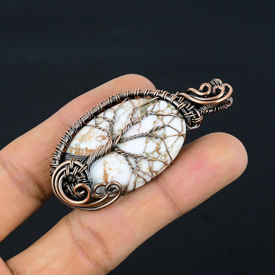 Tree Of Life Wild Horse Pendant Copper Wire Wrapped Pendant Gemstone ...