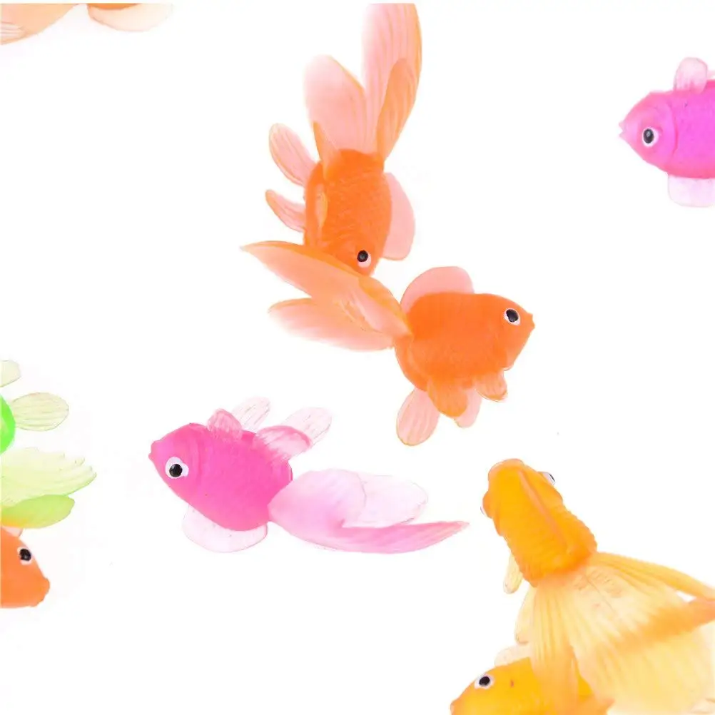 Carnival Game 4Es Novelty Pack of 144 Cute and Happy Looking Little Vinyl Goldfish Party Favor Kids Craft School Project Assorted Colors Summer Partys 