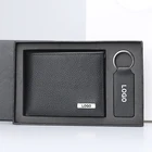 Jogo do presente da moda carteira dos homens homens carteira de couro genu&iacute;no caixa de presente chaveiro