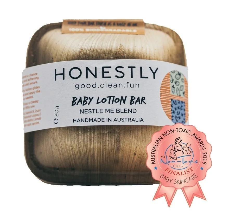 
HONESTLY Baby Lotion Bar 30g -Palm Oil Free -Certified Organic Ingredient -Eczema and Dermatitis -Hand Made in Australia 