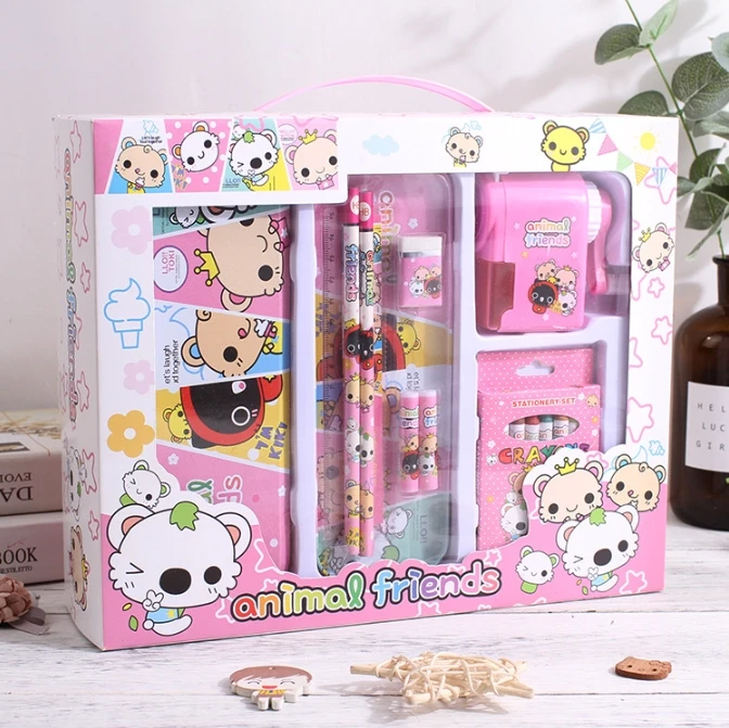 Creative Crayon Stationery Set Gift Box Primary School Students School Supplies Kindergarten