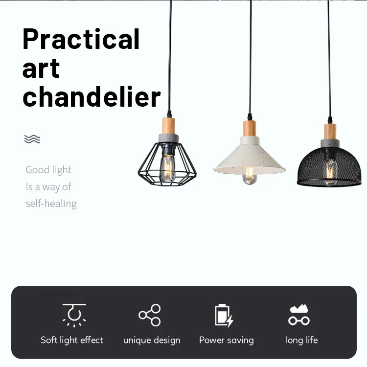 Nordic Restaurant Cafe Bedside Single Head Cement White Simple Small Chandelier
