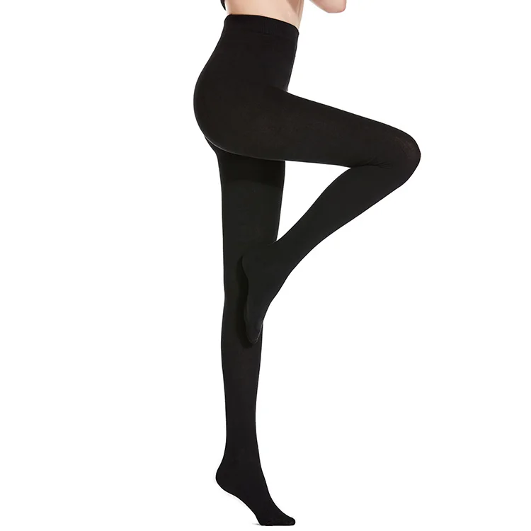 Black Elastic Plain Pantyhose Solid Plus Size Tights Pantyhose Women's ...