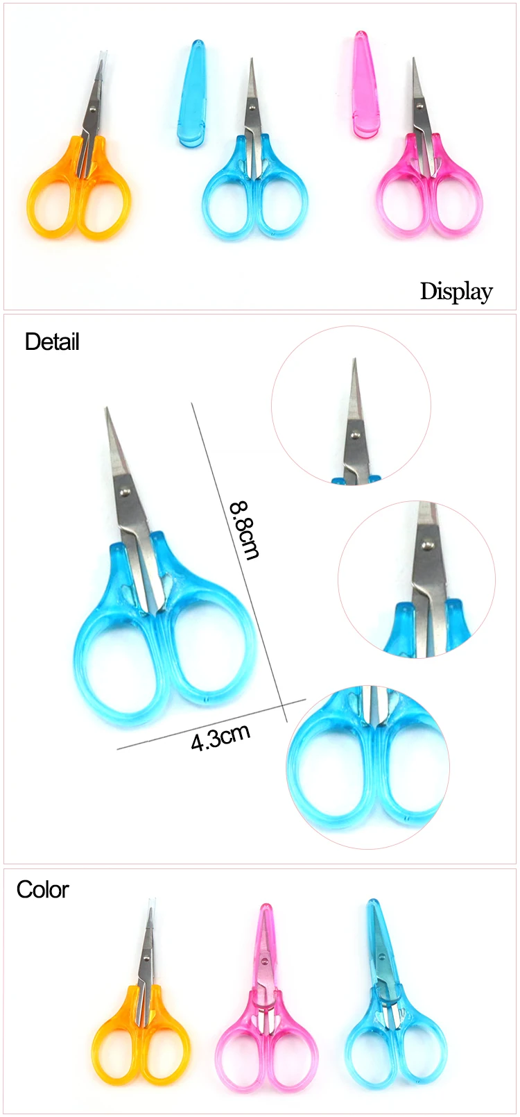 Muting Make Your Brand Eyelashes Scissors Stainless Steel Mini Eyebrow Scissors With Custom Logo Packaging 