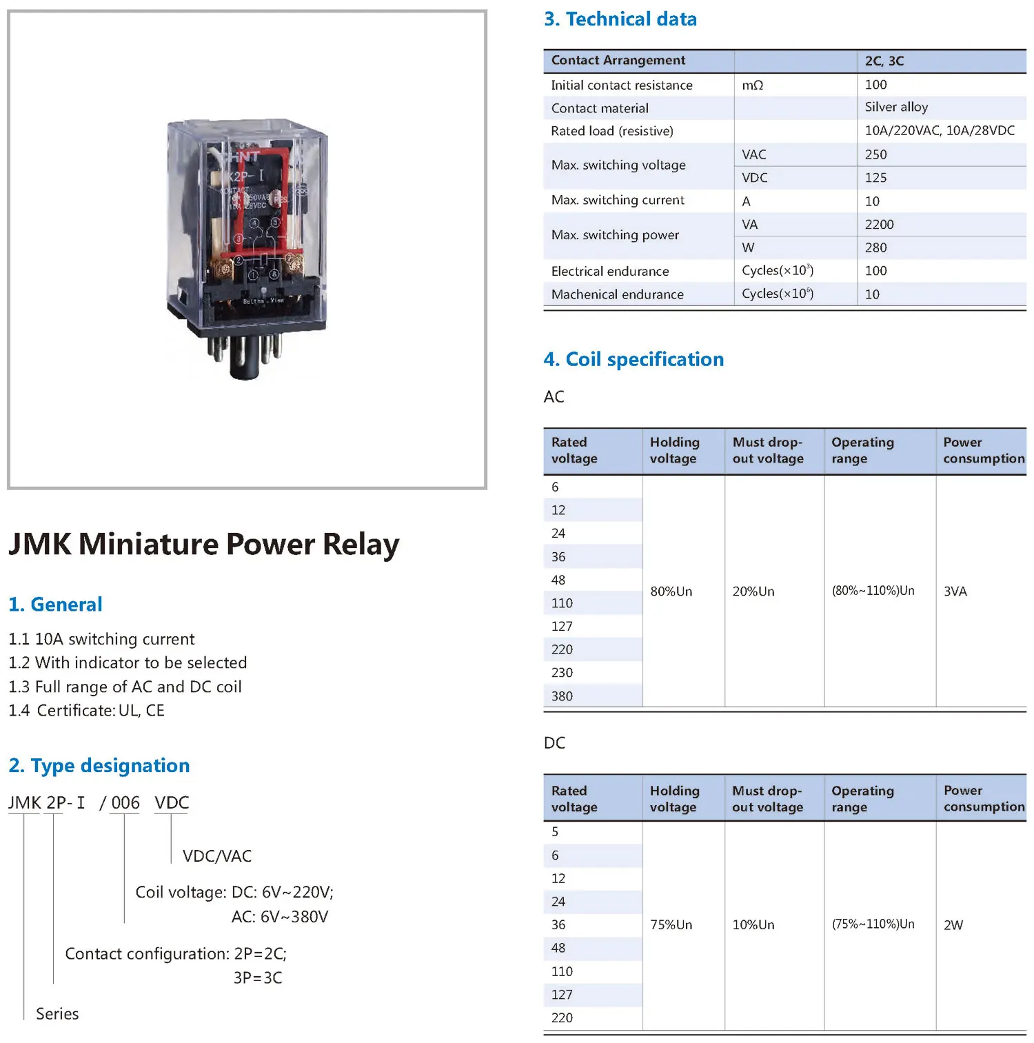 Chint original JMK JMK2P-I JMK3P-I 6V 12V 24V 48V 110V 220V 240V 380V Miniature Power Relay