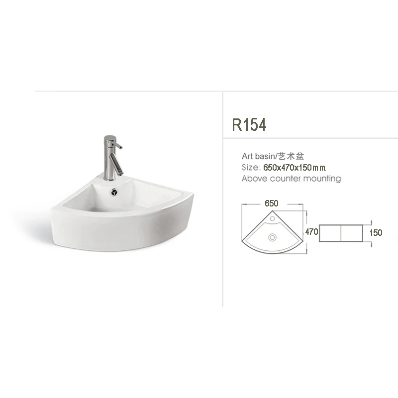 European Bathroom Sanitaryware Small Size Ceramic White Bathroom Corner