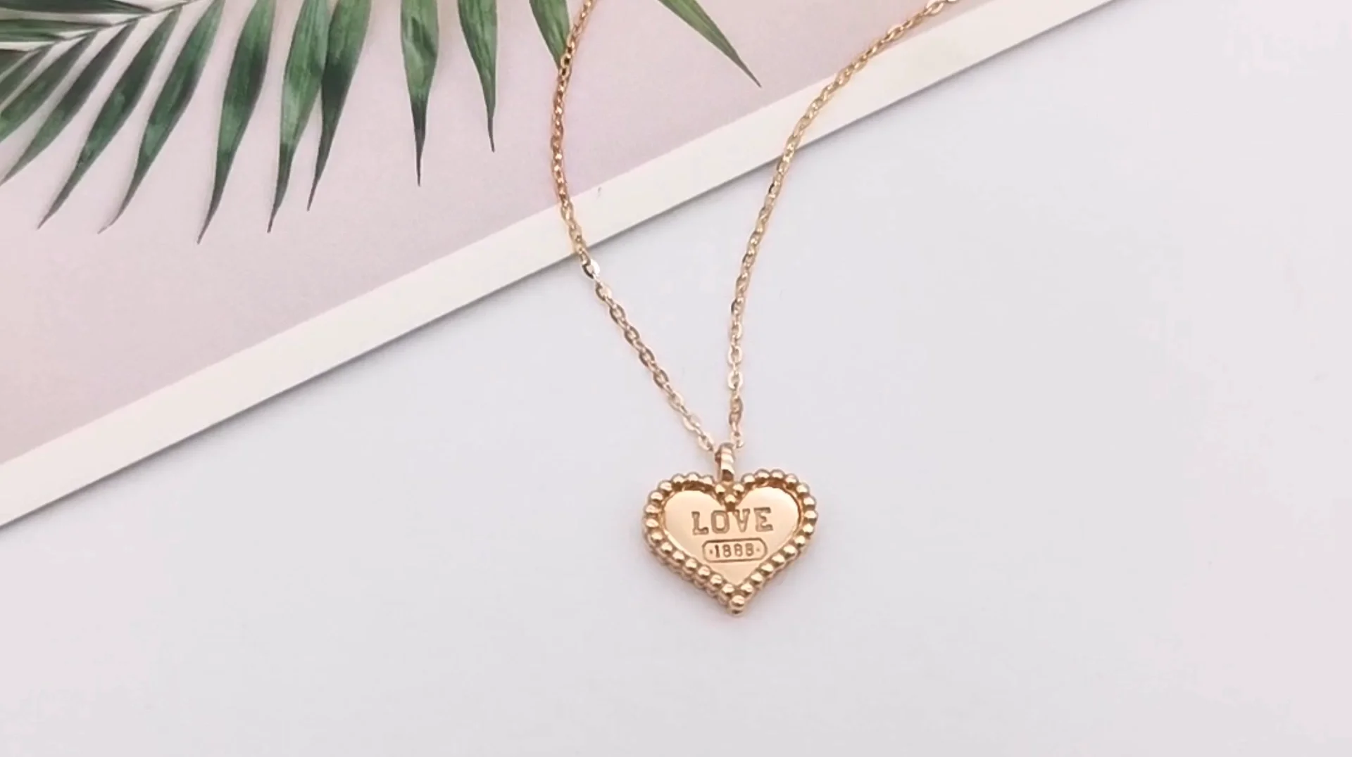 goldjewelry在线接受直销个性化雕刻logo心形项链forever love项链