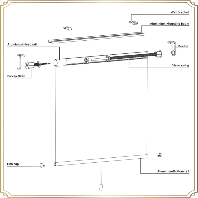 38&25mm Roller Blinds Spring Mechanism Window Blinds Accessories