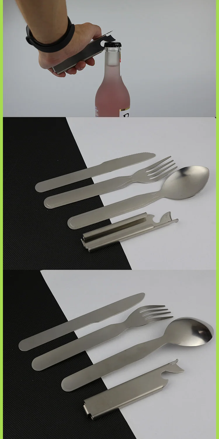 Picnic Flatware Set Multifunction Camping Cutlery Tool Stainless Steel