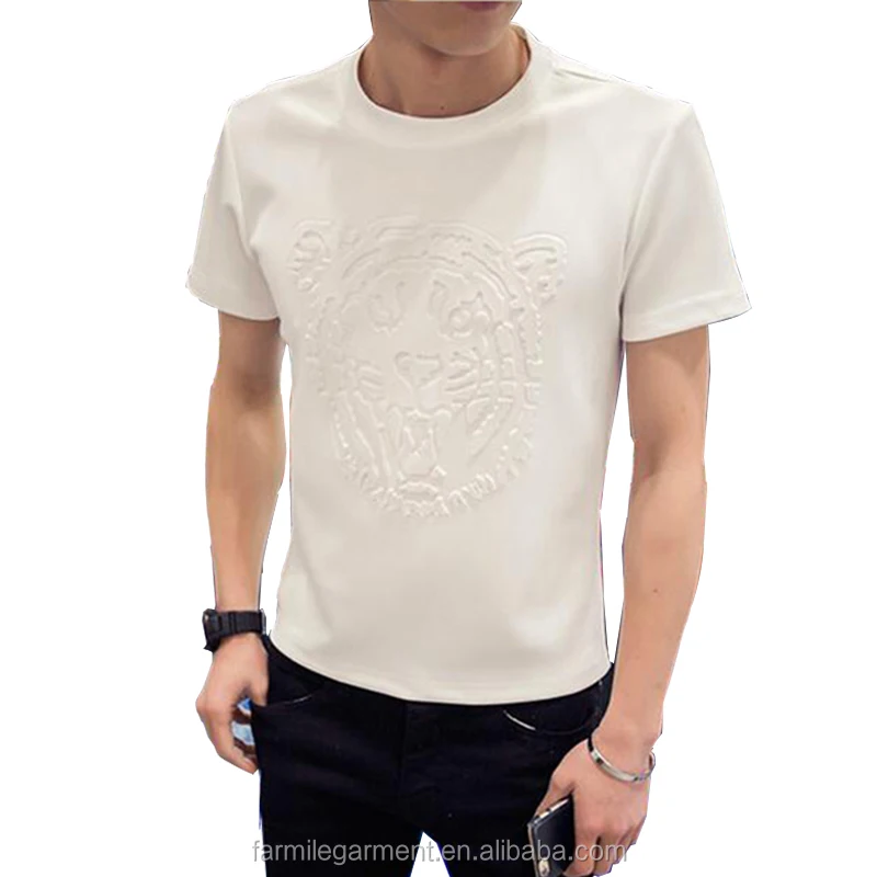 Source Fashion pure color 3d embossed printing t shirt on m