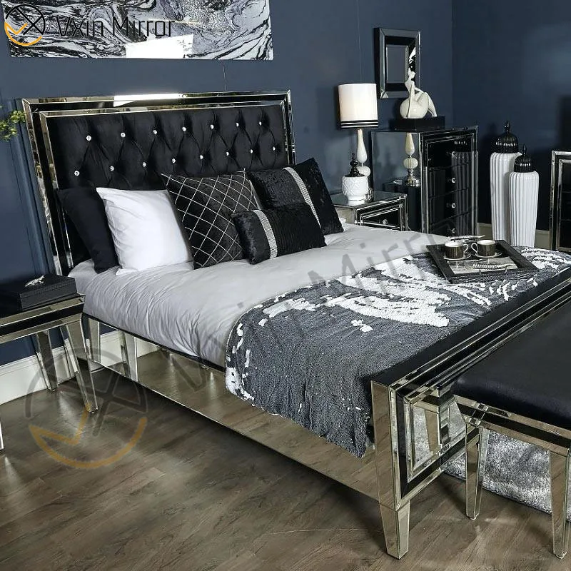 Vxin Mirror Furniture Wxwf1081black Frame Silver Glass Mirrored King