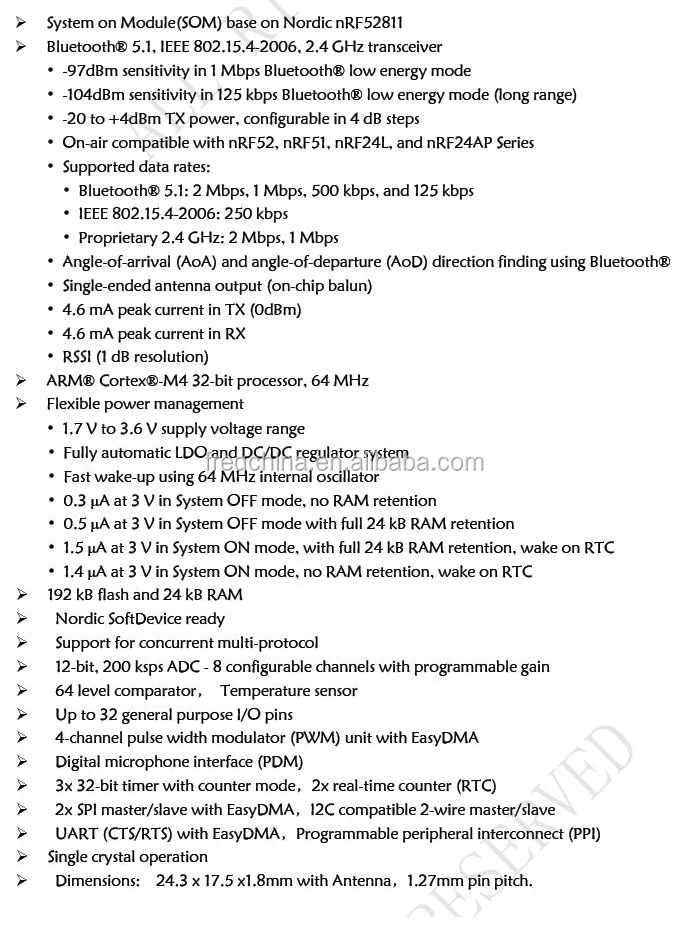 AOA AOD nRF52811 IPX antenna module ble 5.1 module long range PTR9611+ - Famidy.com